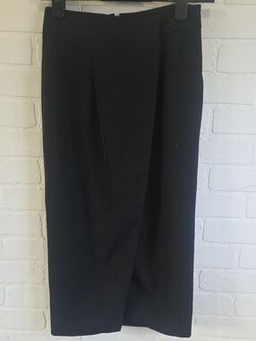 Finders Keepers Black Wrap-Front Pencil Skirt